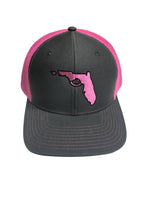 Load image into Gallery viewer, Pink &amp; Charcoal Florida Gun Hat
