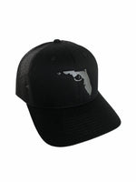 Load image into Gallery viewer, Black &amp; Silver Florida Gun Hat
